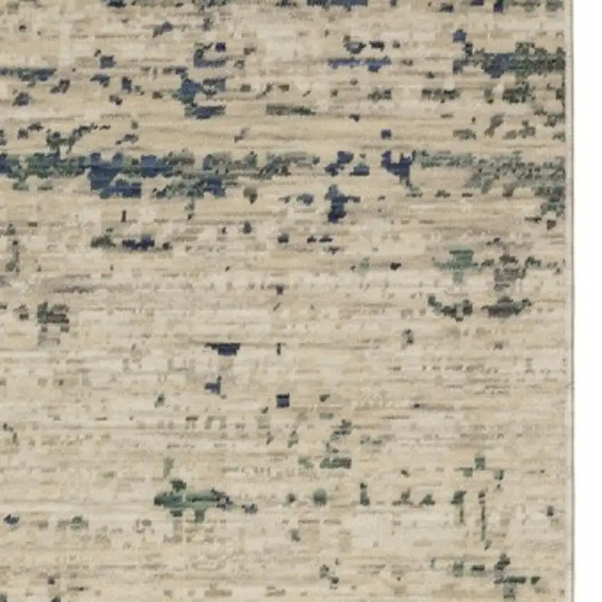 12' Beige And Green Abstract Runner Rug With Fringe Photo 8