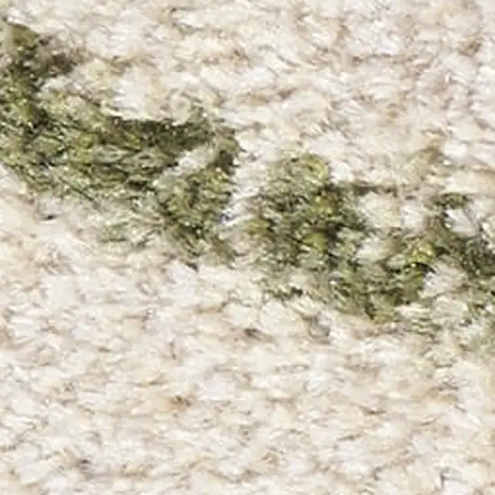 6' Beige And Green Abstract Runner Rug Photo 2
