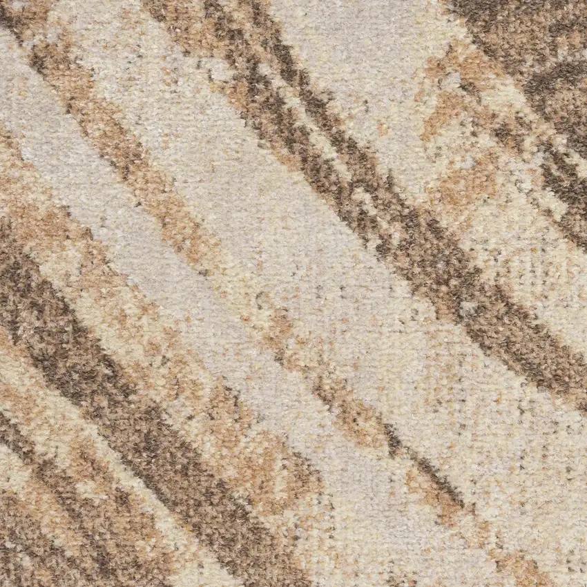 6' Beige And Green Abstract Runner Rug Photo 2