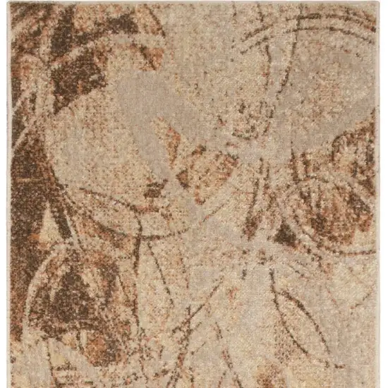6' Beige And Green Abstract Runner Rug Photo 8