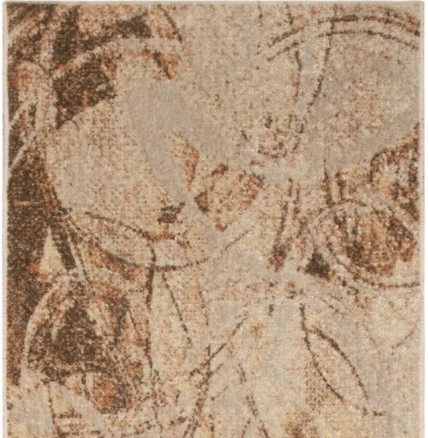 6' Beige And Green Abstract Runner Rug Photo 8