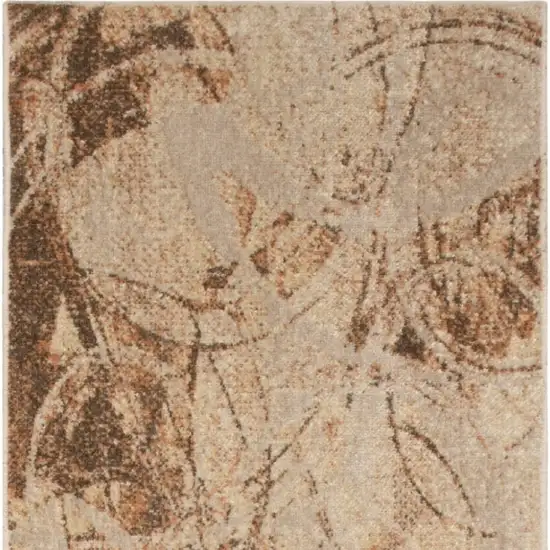 6' Beige And Green Abstract Runner Rug Photo 7