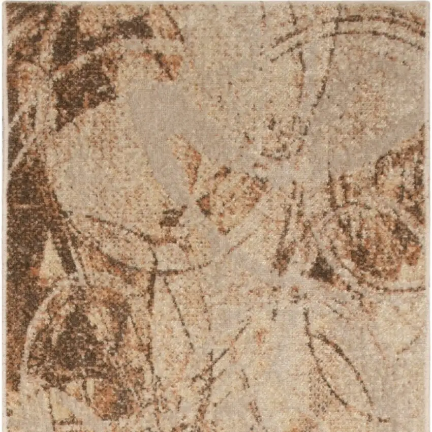 6' Beige And Green Abstract Runner Rug Photo 7