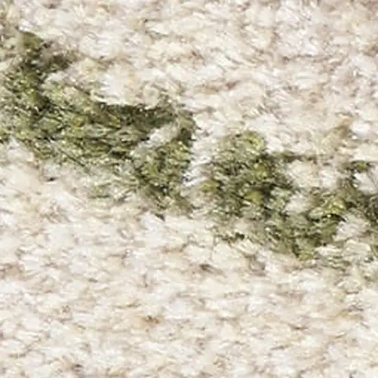 8' Beige And Green Abstract Runner Rug Photo 2