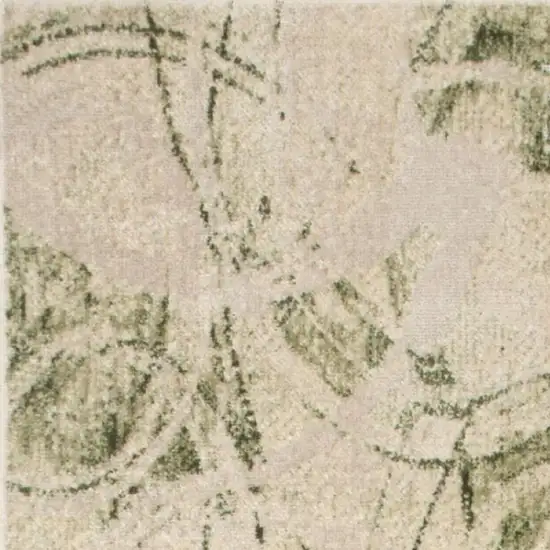 8' Beige And Green Abstract Runner Rug Photo 9