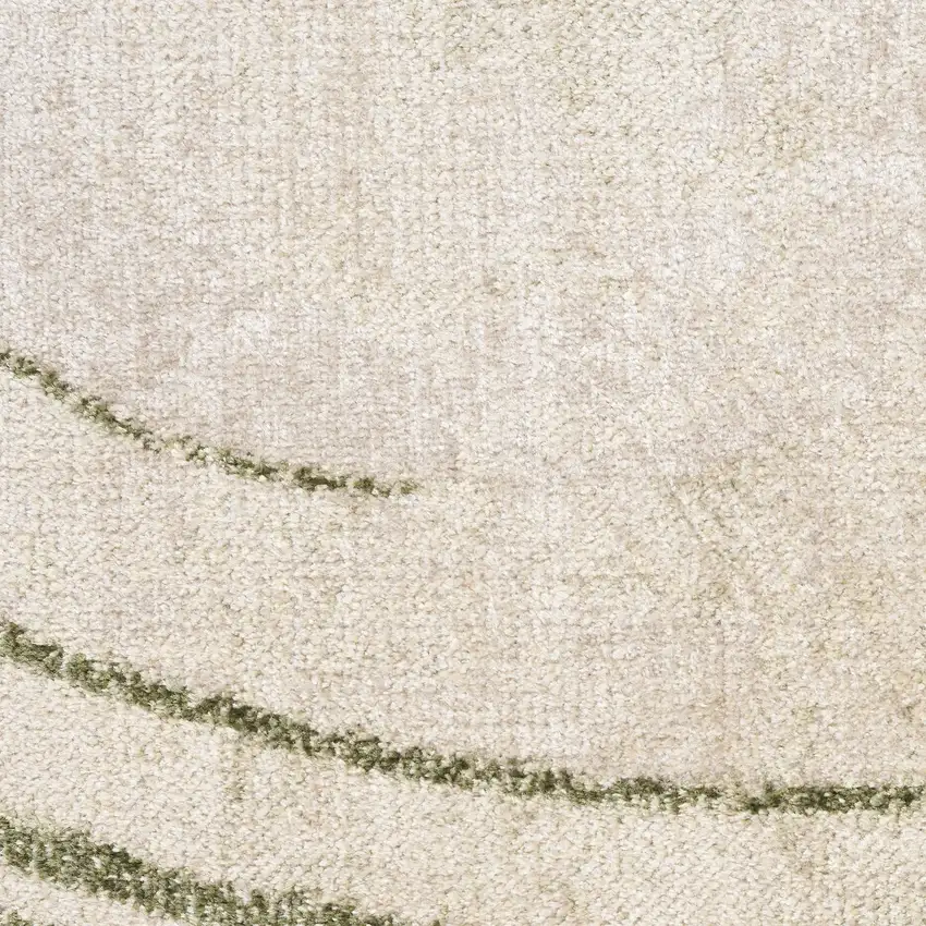 8' Beige And Green Abstract Runner Rug Photo 4