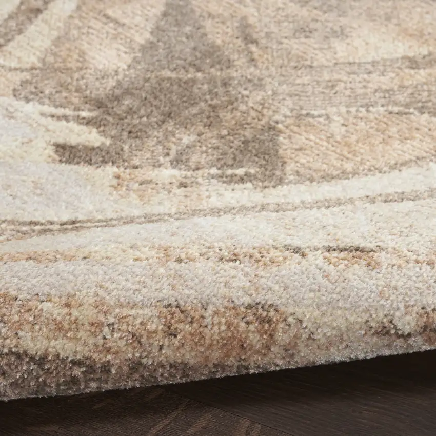 8' Beige And Green Abstract Runner Rug Photo 9