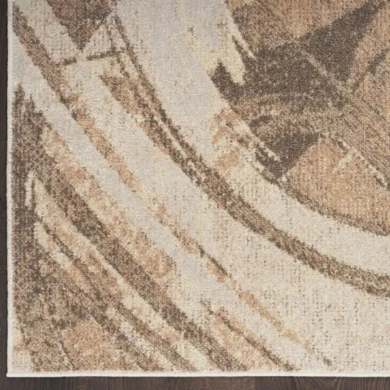 8' Beige And Green Abstract Runner Rug Photo 8