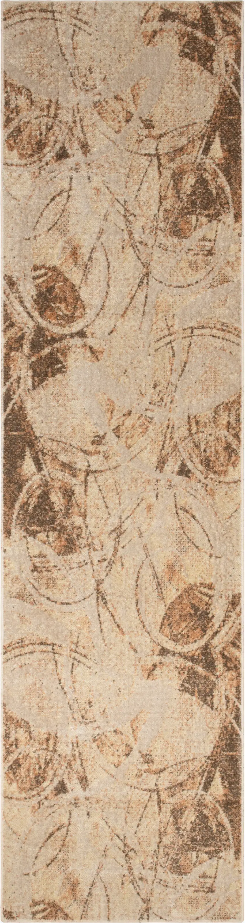 8' Beige And Green Abstract Runner Rug Photo 7