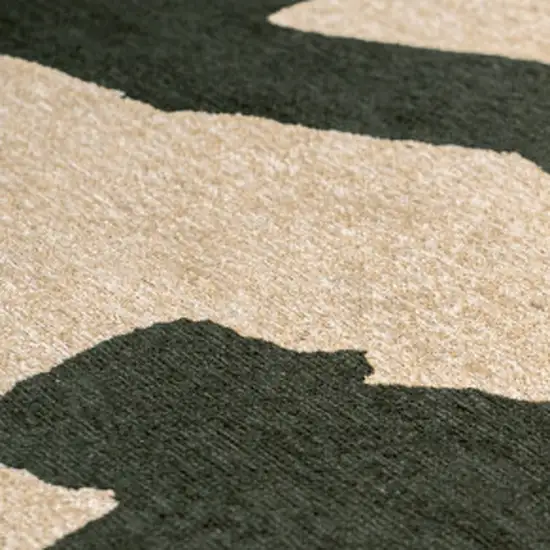 5' Beige And Green Abstract Washable Round Rug With UV Protection Photo 7