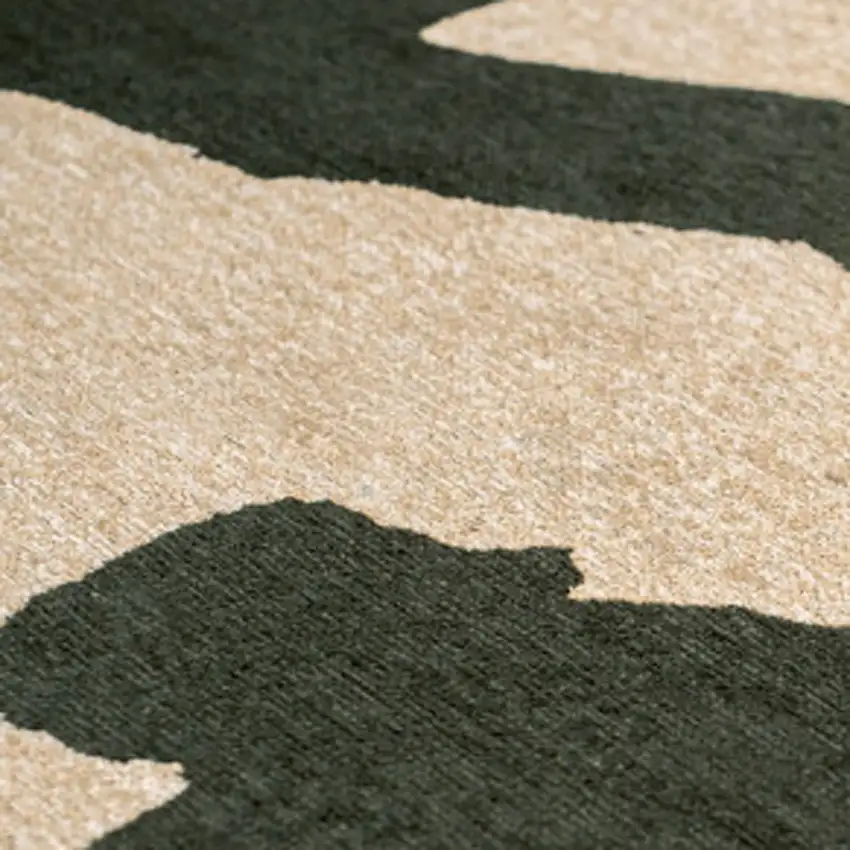 8' Beige And Green Abstract Washable Round Rug With UV Protection Photo 7