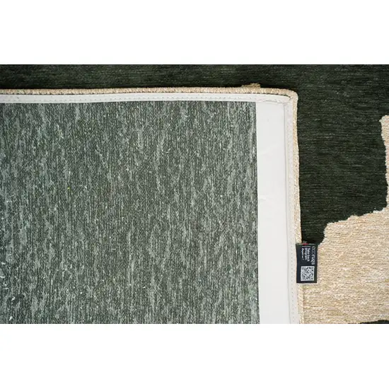 8' Beige And Green Abstract Washable Round Rug With UV Protection Photo 9