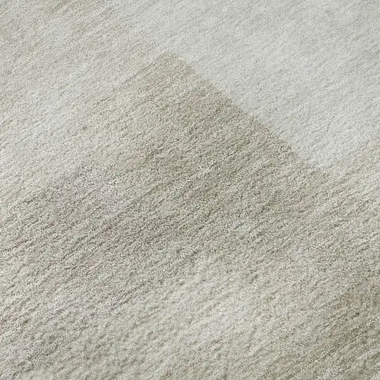 8' Beige And Ivory Abstract Geometric Washable Round Rug With UV Protection Photo 9