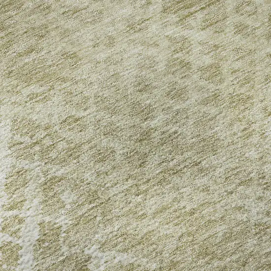 8' Beige And Ivory Abstract Geometric Washable Round Rug With UV Protection Photo 9