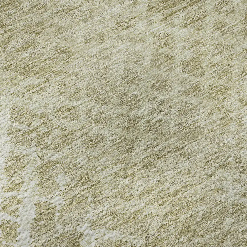 8' Beige And Ivory Abstract Geometric Washable Round Rug With UV Protection Photo 9