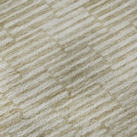 8' Beige And Ivory Abstract Geometric Washable Round Rug With UV Protection Photo 7