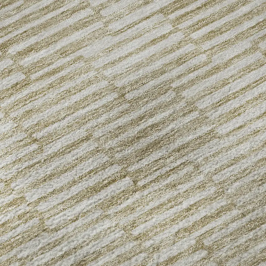 8' Beige And Ivory Abstract Geometric Washable Round Rug With UV Protection Photo 7