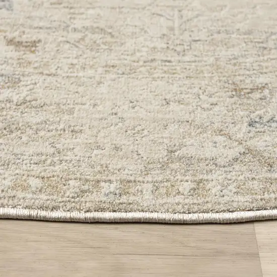 6' Beige And Ivory Abstract Round Rug Photo 3
