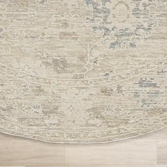 6' Beige And Ivory Abstract Round Rug Photo 5