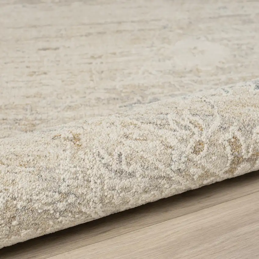 6' Beige And Ivory Abstract Round Rug Photo 4