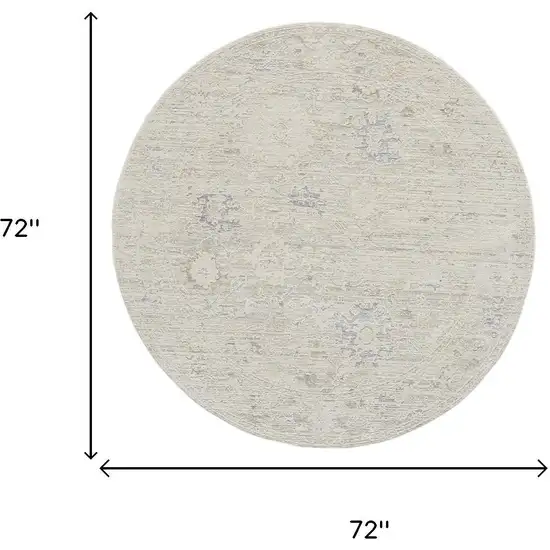 6' Beige And Ivory Abstract Round Rug Photo 8