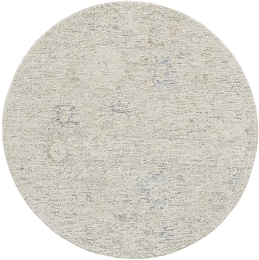 6' Beige And Ivory Abstract Round Rug Photo 2