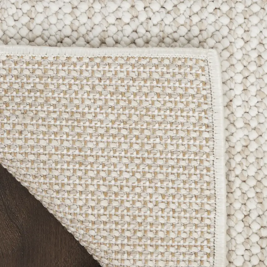 8' Beige And Ivory Abstract Runner Rug Photo 8
