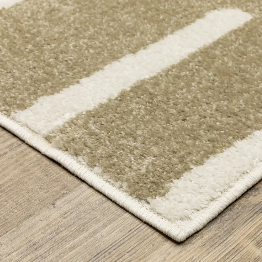 7' Beige And Ivory Abstract Runner Rug Photo 7