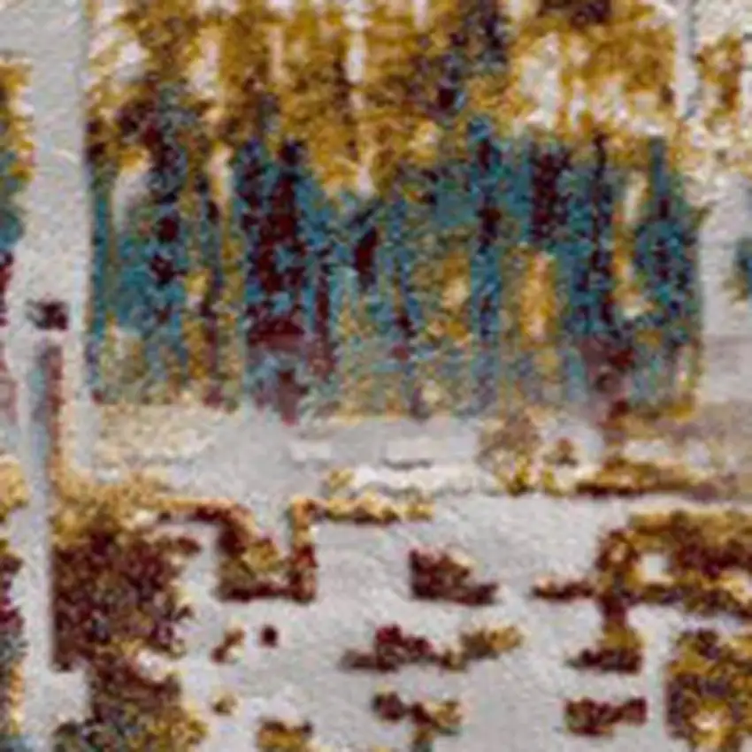 15' Beige And Ivory Abstract Runner Rug Photo 6