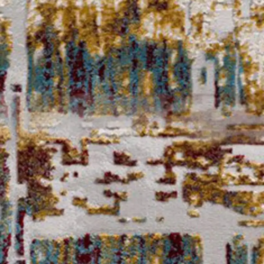 15' Beige And Ivory Abstract Runner Rug Photo 7