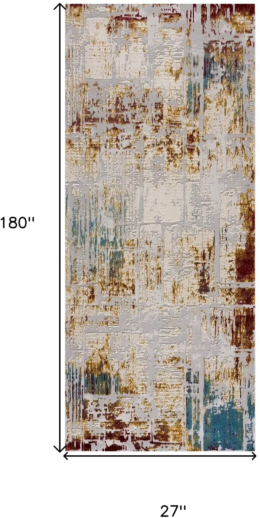 15' Beige And Ivory Abstract Runner Rug Photo 3