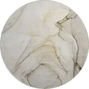 Photo of 8' Beige And Ivory Abstract Washable Round Rug With UV Protection