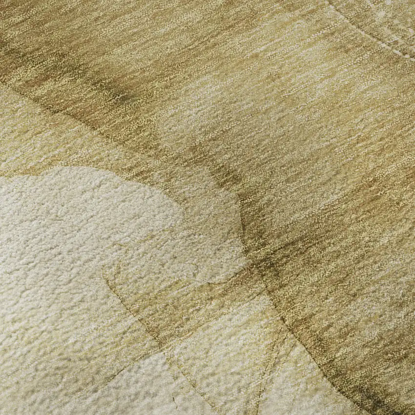 8' Beige And Ivory Abstract Washable Round Rug With UV Protection Photo 9