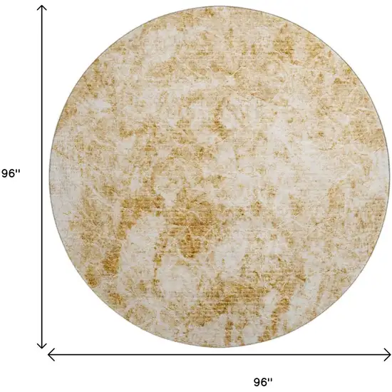 8' Beige And Ivory Abstract Washable Round Rug With UV Protection Photo 9