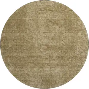Photo of 8' Beige And Ivory Abstract Washable Round Rug With UV Protection