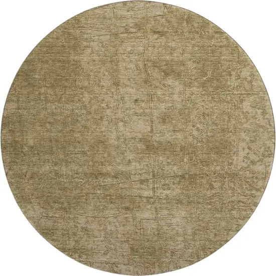 8' Beige And Ivory Abstract Washable Round Rug With UV Protection Photo 1