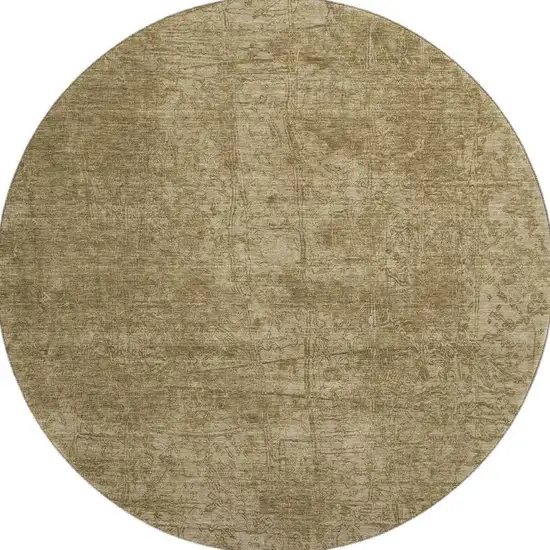 8' Beige And Ivory Abstract Washable Round Rug With UV Protection Photo 4