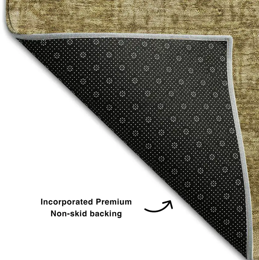 8' Beige And Ivory Abstract Washable Round Rug With UV Protection Photo 6