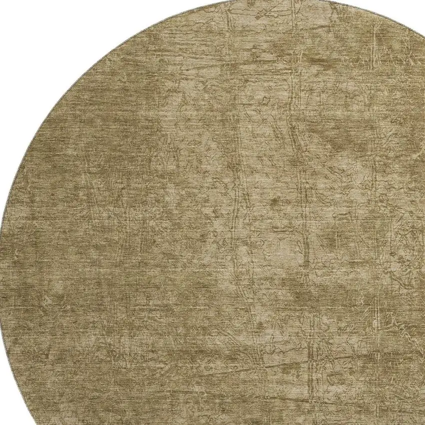 8' Beige And Ivory Abstract Washable Round Rug With UV Protection Photo 3