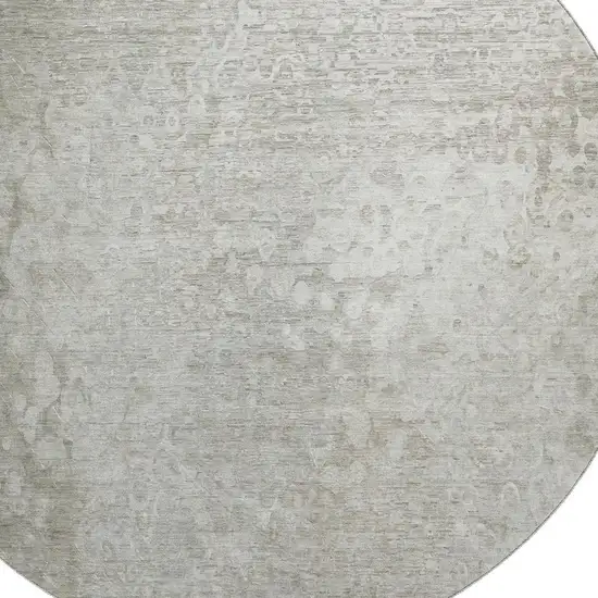 8' Beige And Ivory Abstract Washable Round Rug With UV Protection Photo 3