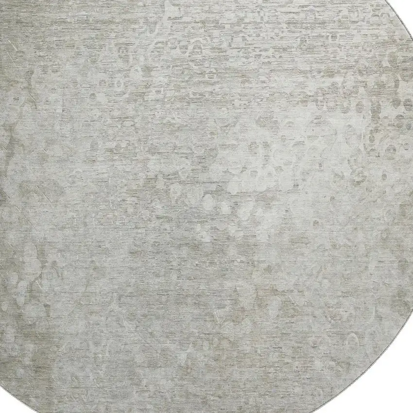 8' Beige And Ivory Abstract Washable Round Rug With UV Protection Photo 3