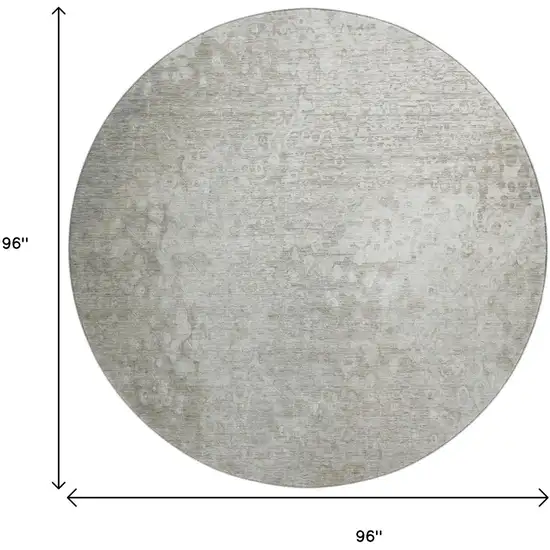 8' Beige And Ivory Abstract Washable Round Rug With UV Protection Photo 3