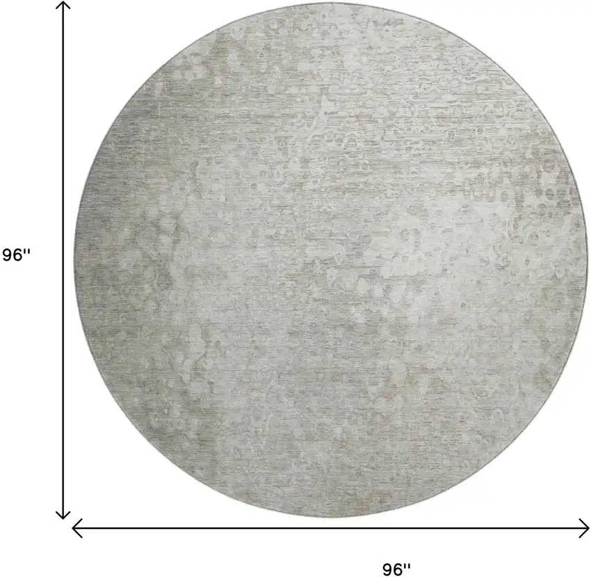 8' Beige And Ivory Abstract Washable Round Rug With UV Protection Photo 3