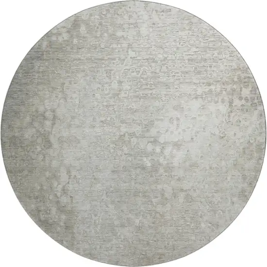 8' Beige And Ivory Abstract Washable Round Rug With UV Protection Photo 1