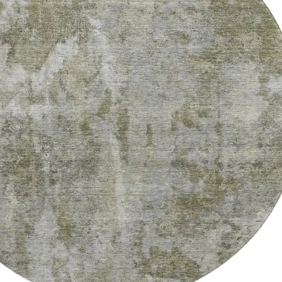 8' Beige And Ivory Abstract Washable Round Rug With UV Protection Photo 2