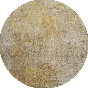 Photo of 8' Beige And Ivory Abstract Washable Round Rug With UV Protection