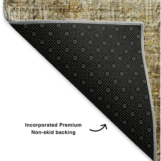 8' Beige And Ivory Abstract Washable Round Rug With UV Protection Photo 6