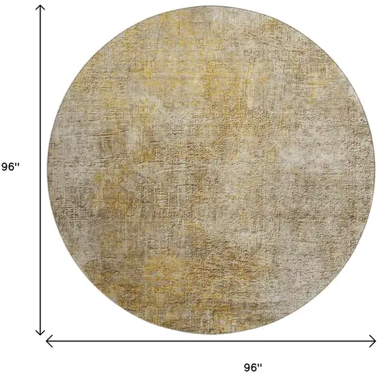 8' Beige And Ivory Abstract Washable Round Rug With UV Protection Photo 3