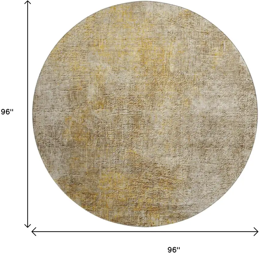 8' Beige And Ivory Abstract Washable Round Rug With UV Protection Photo 3