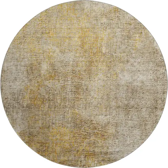 8' Beige And Ivory Abstract Washable Round Rug With UV Protection Photo 1